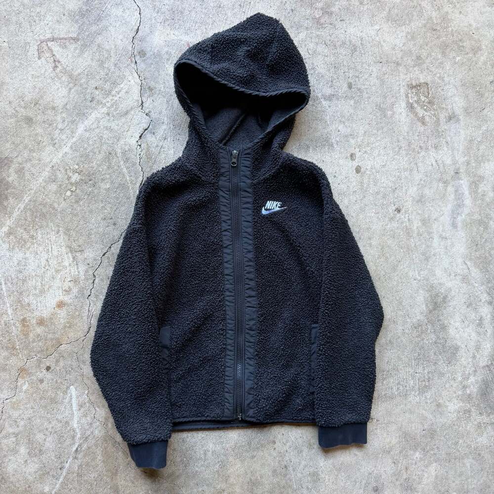 Nike Full Zip Sherpa Fleece Jacket Black Hoodie Small - Picture 6 of 6